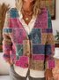 Bohemian Irregular Shapes Pattern Art Print Buttoned V-neck Cardigan Sweater