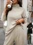 Women's Split Joint Plain Daily Going Out Two-Piece Set Apricot Casual Spring/Fall Top With Pants Matching Set