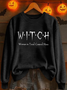 Women's Halloween Witch Casual Long Sleeve Crew Neck Sweatshirt