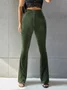 Women's  Elastic Waist H-Line Flare Pants Daily Going Out Pants Gray Casual Split Joint Plain Spring/Fall Pants