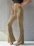 Women's  Elastic Waist H-Line Flare Pants Daily Going Out Pants Gray Casual Split Joint Plain Spring/Fall Pants