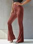 Women's  Elastic Waist H-Line Flare Pants Daily Going Out Pants Gray Casual Split Joint Plain Spring/Fall Pants