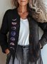 Women's Cardigan Christmas Pattern Button V Crew Neck Sweater Jacket