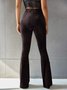 Women's  Elastic Waist H-Line Flare Pants Daily Going Out Pants Gray Casual Split Joint Plain Spring/Fall Pants