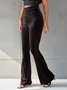 Women's  Elastic Waist H-Line Flare Pants Daily Going Out Pants Gray Casual Split Joint Plain Spring/Fall Pants