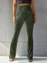 Women's  Elastic Waist H-Line Flare Pants Daily Going Out Pants Gray Casual Split Joint Plain Spring/Fall Pants