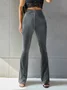 Women's  Elastic Waist H-Line Flare Pants Daily Going Out Pants Gray Casual Split Joint Plain Spring/Fall Pants
