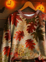Casual Printing Crew Neck Maple Leaf Sweatshirt