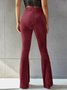 Women's  Elastic Waist H-Line Flare Pants Daily Going Out Pants Gray Casual Split Joint Plain Spring/Fall Pants