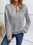 Sports Embossed Loose V Neck Sweatshirt