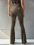 Women's  Elastic Waist H-Line Flare Pants Daily Going Out Pants Gray Casual Split Joint Plain Spring/Fall Pants