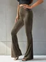 Women's  Elastic Waist H-Line Flare Pants Daily Going Out Pants Gray Casual Split Joint Plain Spring/Fall Pants