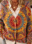 Bohemian Mandala Totem Pattern Art Print Buttoned V-neck Cardigan Sweater