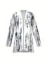 Women's Elegant Lightweight Cardigan Striped Print Long Sleeve Jacket