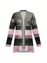 Women's Elegant Lightweight Cardigan Striped Print Long Sleeve Jacket