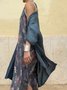 Women's Printing Geometric Daily Going Out Two-Piece Set Color1 Casual Spring/Fall Coat With Skirt Celebrity-style Cape And Skirt Two-piece Set
