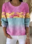 Casual Ombre Crew Neck Regular Fit Sweater