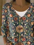 Vintage Flower Art Print Buttoned V-neck Cardigan Sweater