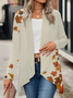Women's Maple Leaf Print Casual Long Sleeve Cardigan