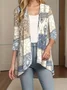Women's Elegant Lightweight Cardigan Colorblock Ethnic Print Long Sleeve Jacket
