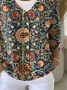Vintage Flower Art Print Buttoned V-neck Cardigan Sweater