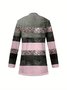 Women's Elegant Lightweight Cardigan Striped Print Long Sleeve Jacket