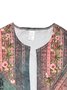 Crew Neck Gradient Pattern Vintage Jacket