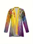 Women's Elegant Lightweight Cardigan Gradient Pattern Vintage Print Long Sleeve Jacket