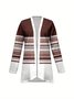 Women's Elegant Lightweight Cardigan Striped Print Long Sleeve Jacket