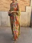 Women's Printing Geometric Daily Going Out Two-Piece Set Color1 Casual Spring/Fall Coat With Skirt Celebrity-style Cape And Skirt Two-piece Set