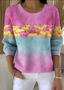 Casual Ombre Crew Neck Regular Fit Sweater
