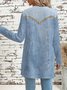 Vintage Crew Neck Loose Faux Denim Print Graphic Jacket