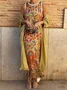 Women's Printing Geometric Daily Going Out Two-Piece Set Color1 Casual Spring/Fall Coat With Skirt Celebrity-style Cape And Skirt Two-piece Set