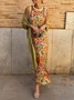 Women's Printing Geometric Daily Going Out Two-Piece Set Color1 Casual Spring/Fall Coat With Skirt Celebrity-style Cape And Skirt Two-piece Set