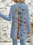 Faux Denim Print Graphic Vintage Jacket