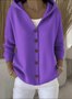 Women Casual Plain Hoodie Long Sleeve Cardigan