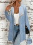 Vintage Crew Neck Loose Faux Denim Print Graphic Jacket