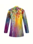 Women's Elegant Lightweight Cardigan Gradient Pattern Vintage Print Long Sleeve Jacket