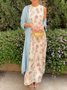 Women's Printing Geometric Daily Going Out Two-Piece Set Color1 Casual Spring/Fall Coat With Skirt Celebrity-style Cape And Skirt Two-piece Set