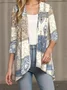 Women's Elegant Lightweight Cardigan Colorblock Ethnic Print Long Sleeve Jacket
