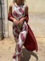 Women's Printing Geometric Daily Going Out Two-Piece Set Color1 Casual Spring/Fall Coat With Skirt Celebrity-style Cape And Skirt Two-piece Set