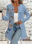 Faux Denim Print Graphic Vintage Jacket