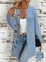 Faux Denim Print Graphic Vintage Jacket