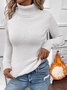 Women's Long Sleeve T-shirt Spring/Fall Khaki Plain Turtleneck Daily Going Out Vintage Top