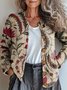 Peasant Loose Crew Neck Knitted Cardigan