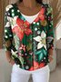 Christmas Peasant Crew Neck Loose Cardigan