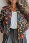 Knitted Loose Ethnic Crew Neck Cardigan