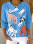 Vintage Shawl Collar Dog Loose Sweater