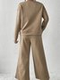 Women's Embossed Plain Daily Going Out Two-Piece Set White Casual Spring/Fall Top With Pants Matching Set