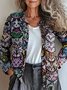 Crew Neck Cat Vintage Knitted Cardigan